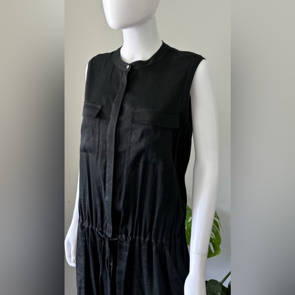 Vince Long Dress Black Linen/Viscose/Elastane Sz Small - Picture 7 of 8